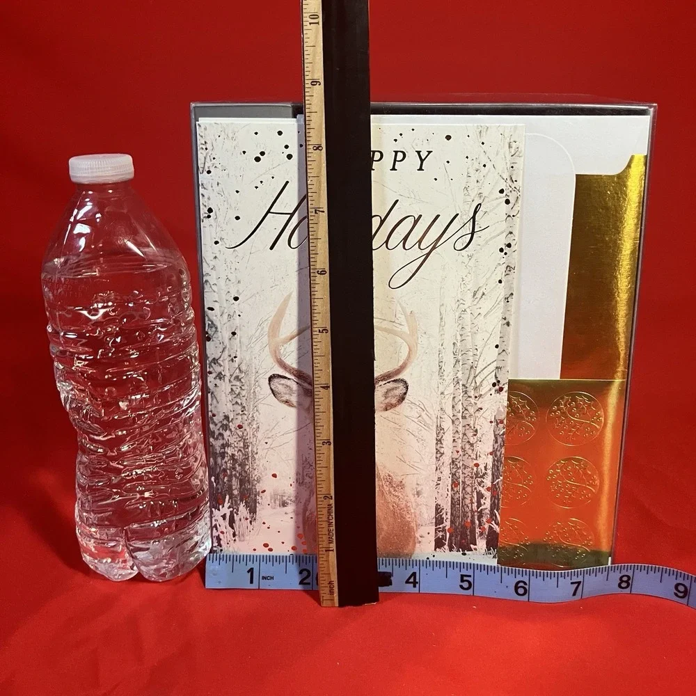 American‎ Greetings Happy Holidays Cards / Buck Deer / 16 Count / Gold Christmas